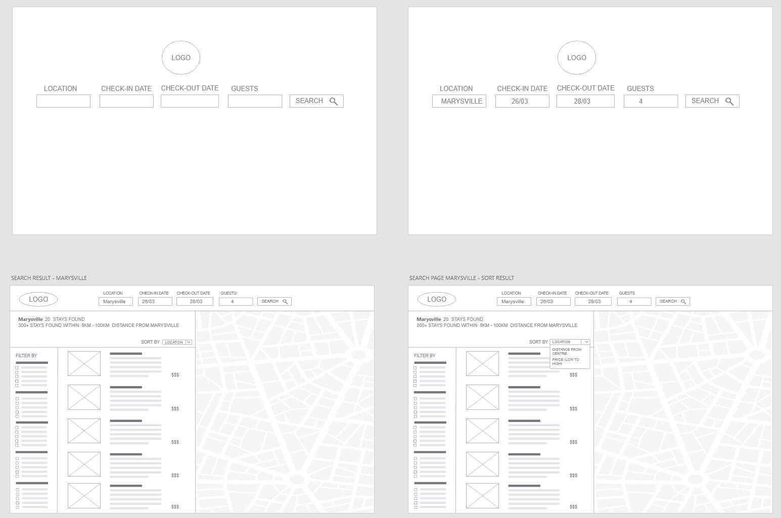 Airbnb Low fidelity Digital prototype