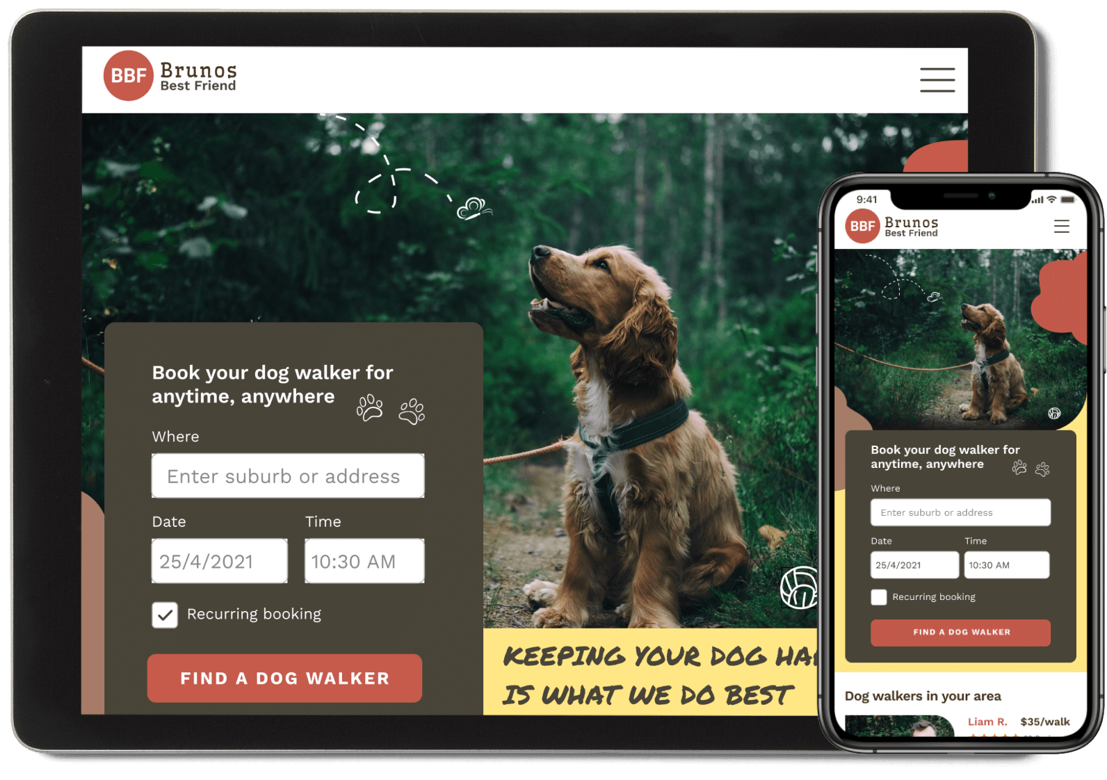 BBF dog walking website